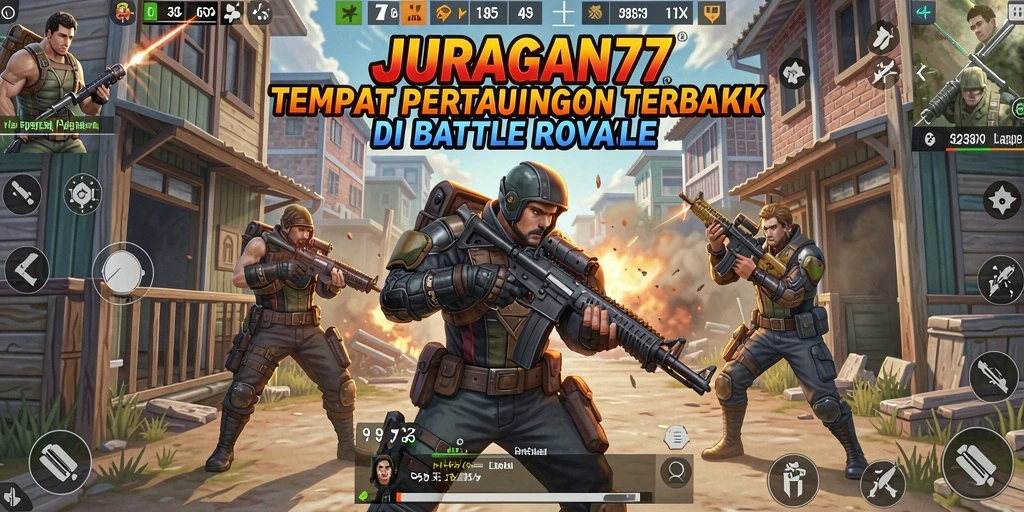 Gameplay mendebarkan di JURAGAN77 dengan perspektif Battle Royale.
