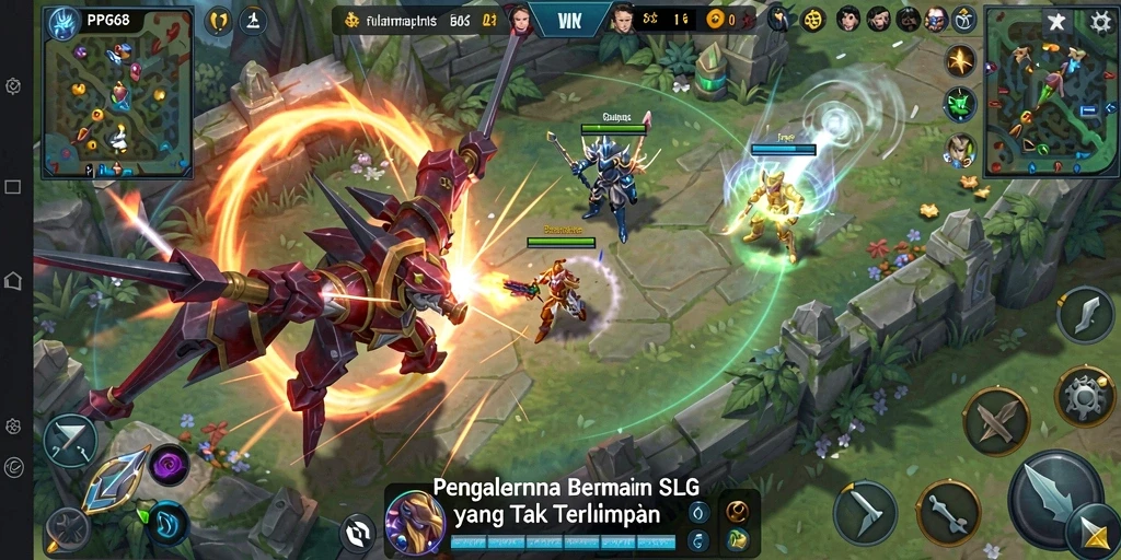 Screenshot utama PGG68 menunjukkan aksi pertempuran intens dalam SLG.