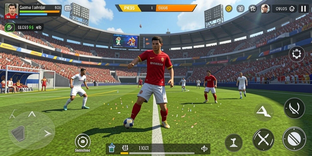 Tampilan gameplay seru dari PK95 yang menghadirkan aksi olahraga nyata.