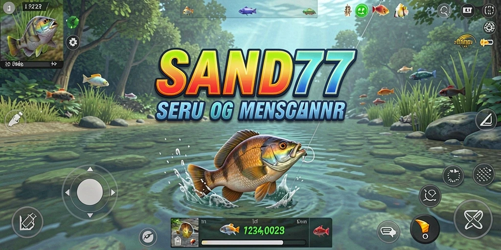 Tangkapan layar SAND77 menampilkan gameplay memancing yang realistis dan menawan.