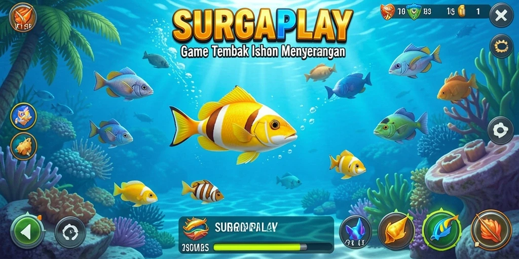 Screenshot gameplay <strong>SURGAPLAY</strong> yang menampilkan suasana seru Tembak Ikan.