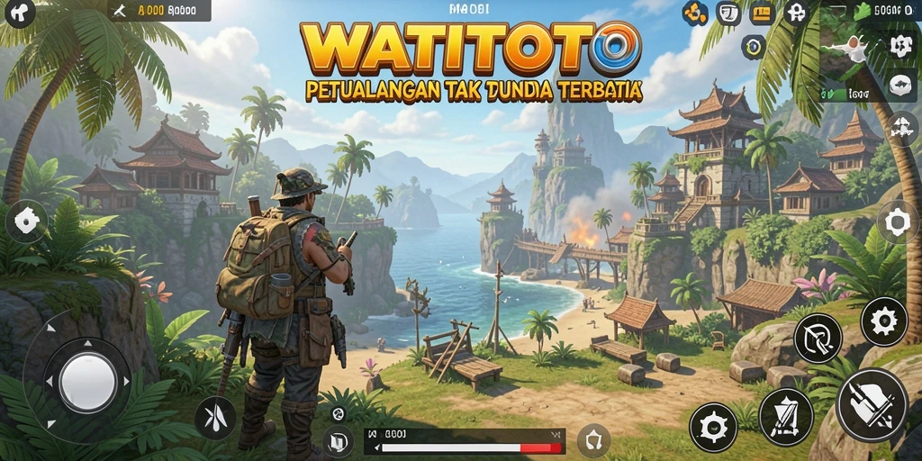 Tampilan permainan WATITOTO dengan pemandangan alam yang indah dan aksi seru.